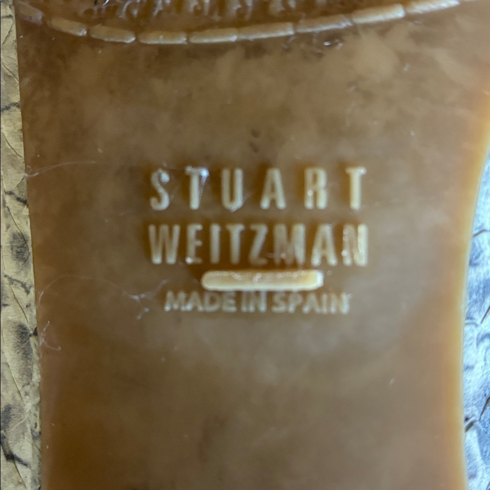 Stuart Weitzmsn Ballet Flat, Women 9.5, tan & cream Snakeskin with bow. EUC - Picture 12 of 16
